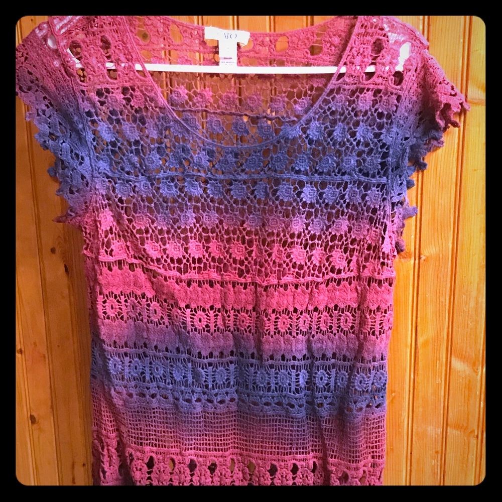 Pink and red lace Cato top M